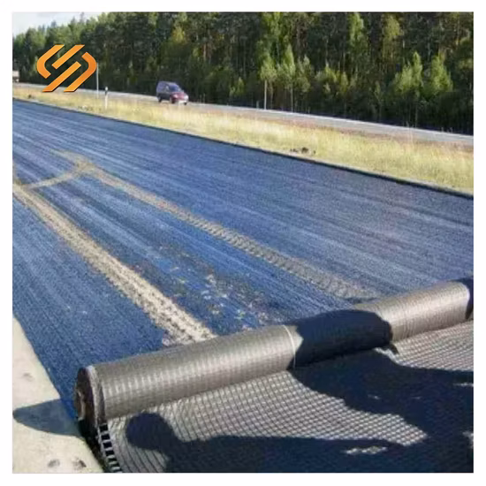 Géogrille composite en polyester (PET) enduite de bitume non tissé pour le renforcement de la couche d'asphalte